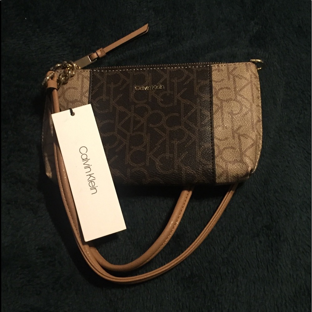 NWT CALVIN KLEIN Gold Hardware CK Logo - HAYDEN